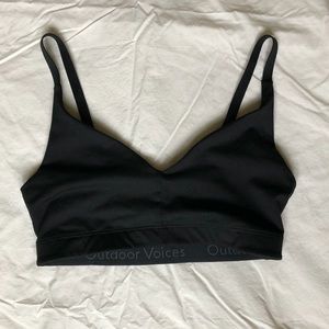Outdoor Voices soft, small, black, low impact, convertible strap bra.